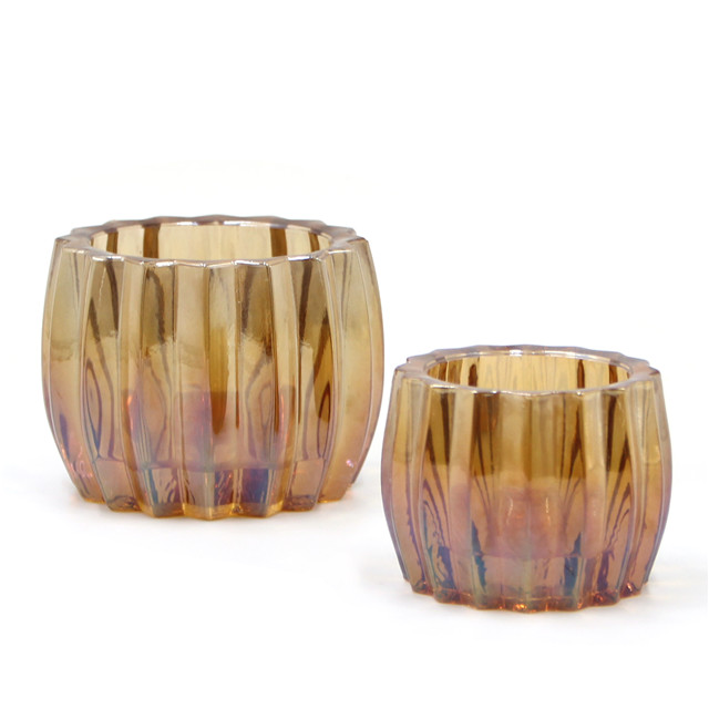 Electroplating Delicate Amber Thick Candle Jar 