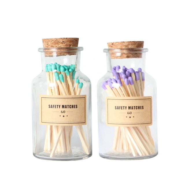 Custom Colorful Match Sticks In Glass Jar Matches
