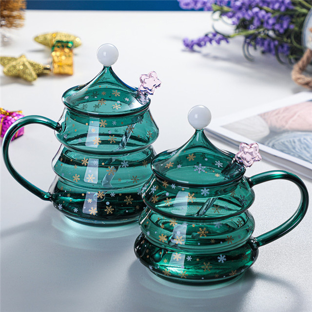 Green Personalized Borosilicate Glass Mug Christmas