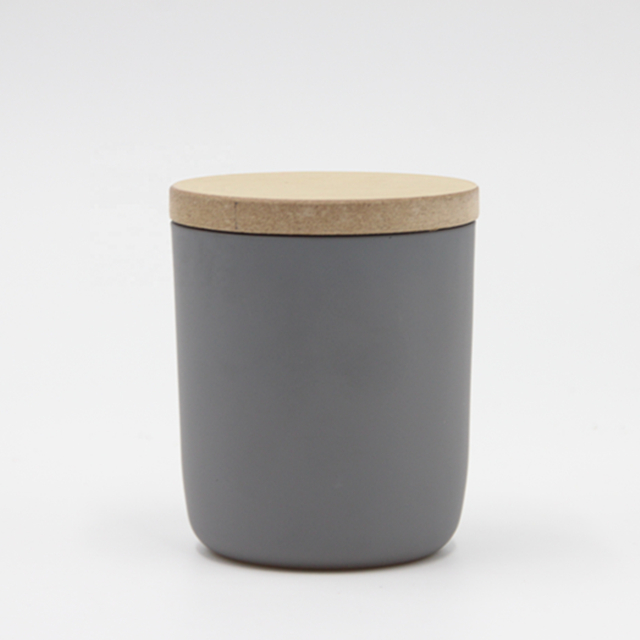 Embossment Grey Candle Vessel With Lid