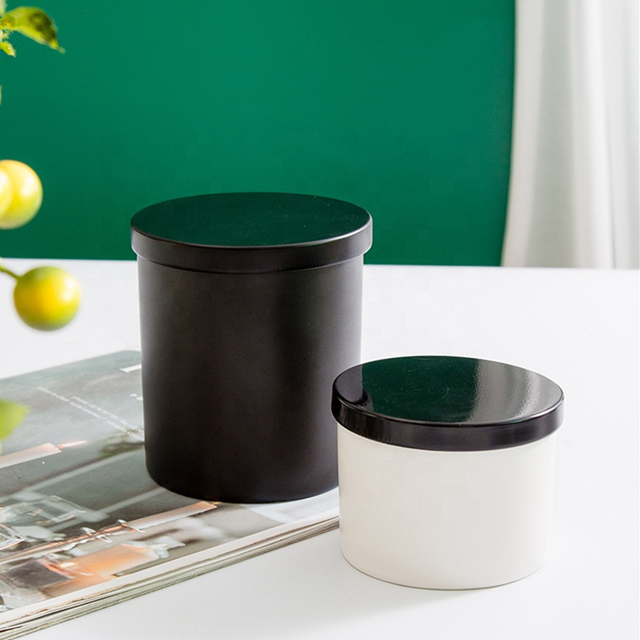 Black Matte Candle Container With Lid