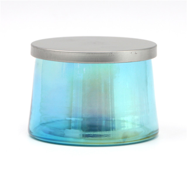 Crafts Blue Candle Vessel With Lid 