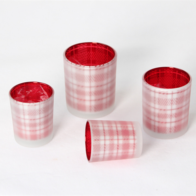 Glass Candle Holder Colored for Christmas