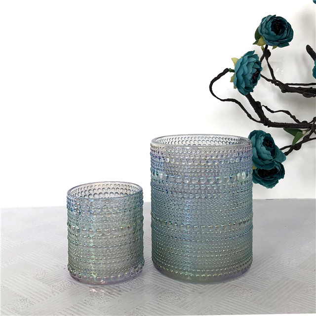 Elegant Shiny Iridescent Embossed Candle Jar