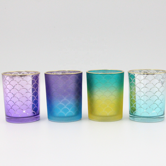 Applique Gradient Color Glass Candle Cup