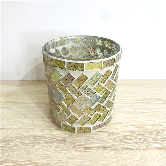 Glass Mosaic Candle Vessel Home Decorative