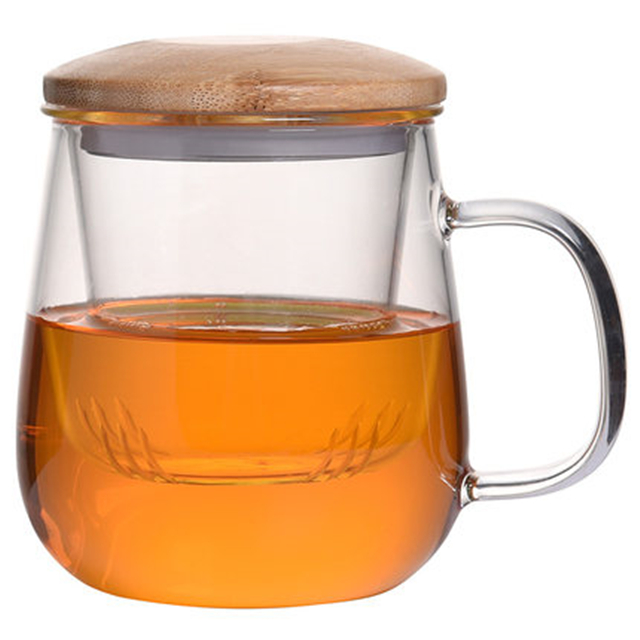 Thick Heat Resistant Glass Tea Cup With Lid