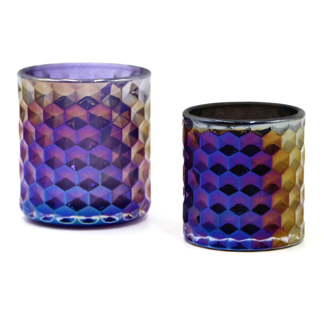 Engraved Iridescent Honeycomb Custom Candle Jar