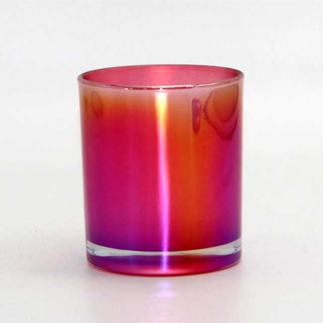 Iridescent Glass Candle Jar For Decorative