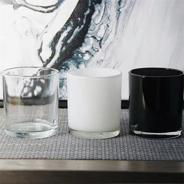 Black And White Glass Candle Jar With Metal Lid