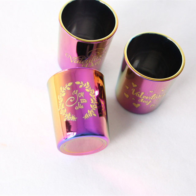 Electroplating Purple Valentine Day Glass Candle Holder