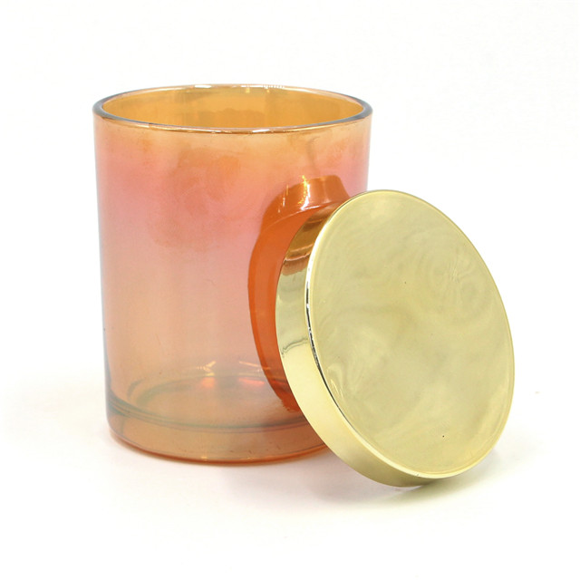 Christmas Iridescent Orange Glass Candle Jar