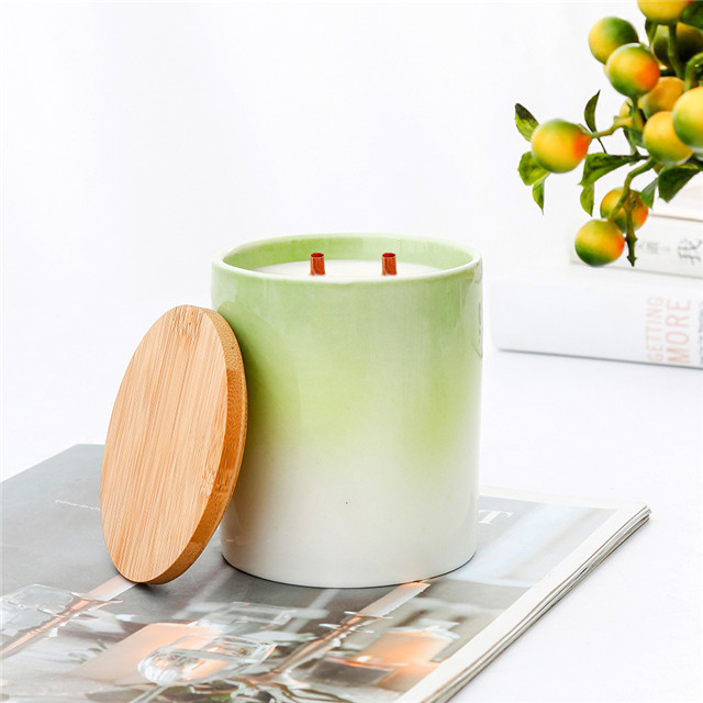 Ceramic Gradient Green Unique Candle Jar