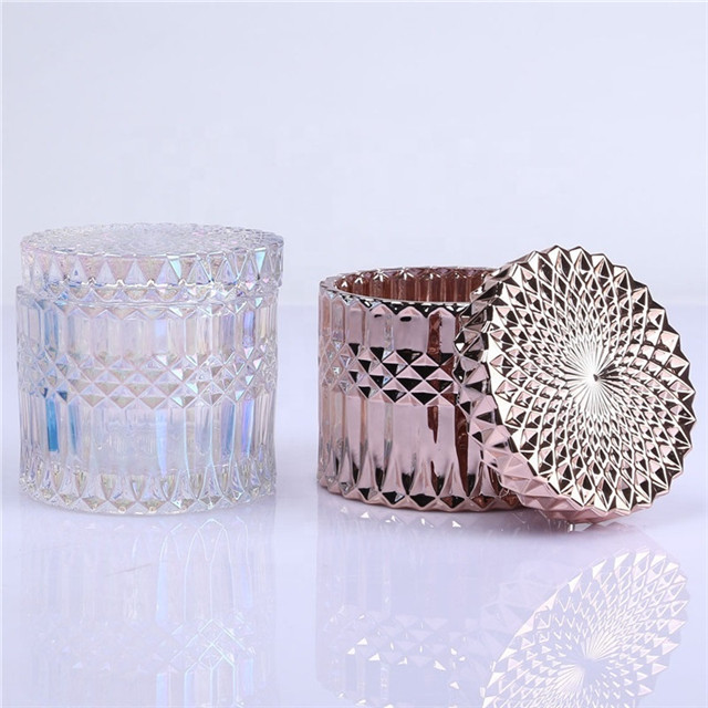 Luxury Electroplating Glass Geo Candle Jar