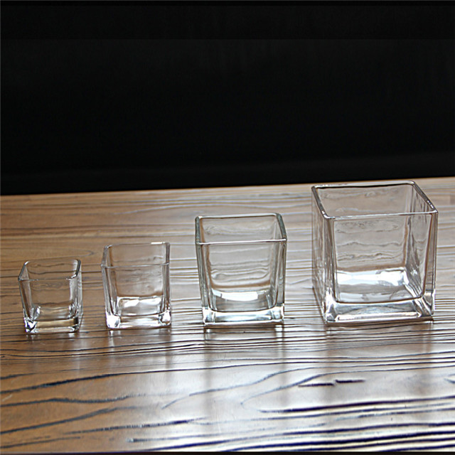 Large Square Transparent Glass Candle Jar